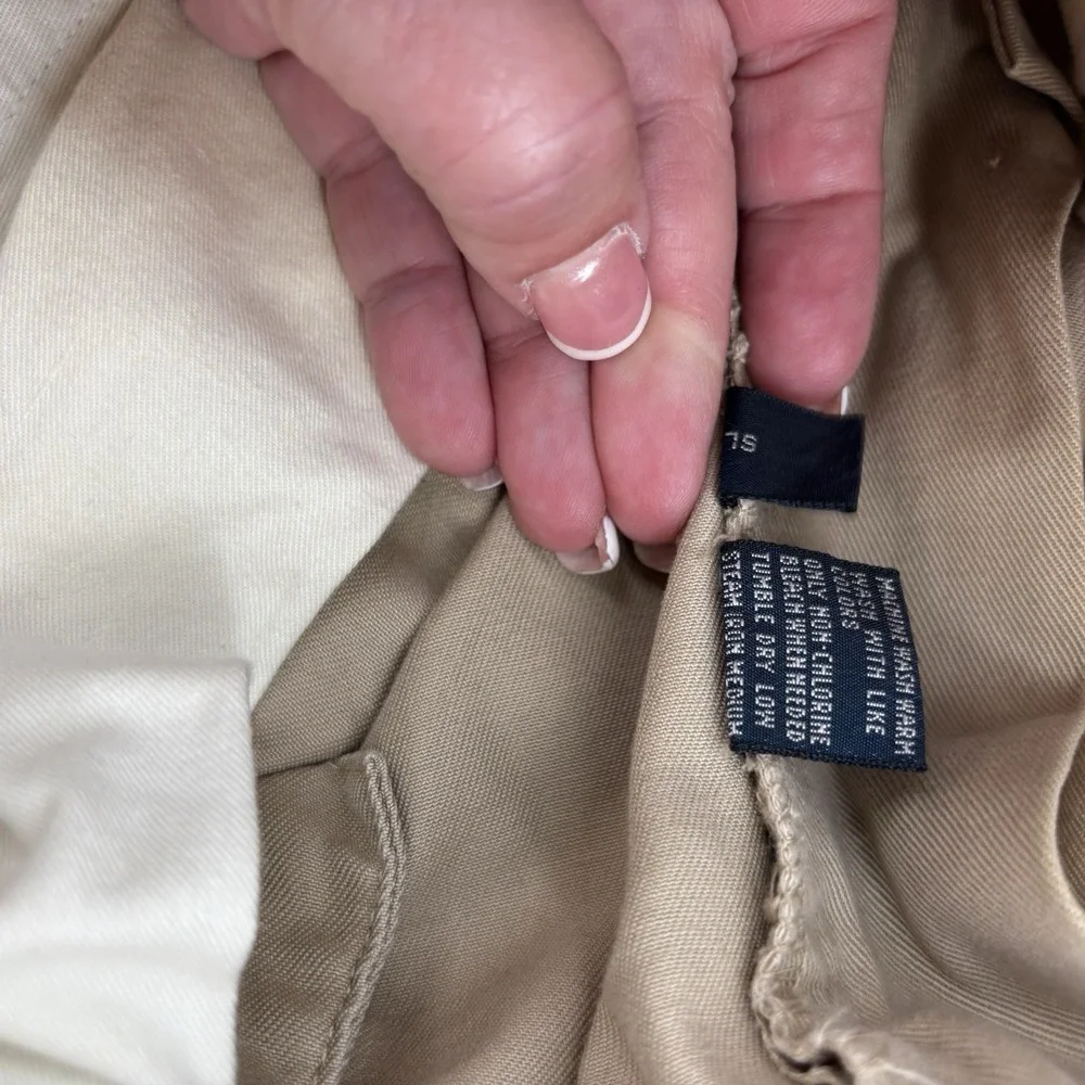 Polo Ralph‎ Lauren Pants Mens 33x32 Khaki Beige Chino Straight Leg Pleated Front